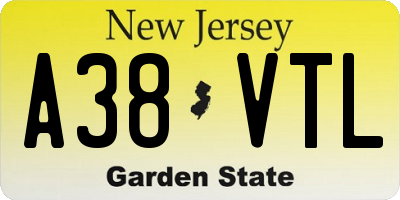 NJ license plate A38VTL