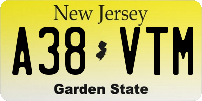 NJ license plate A38VTM