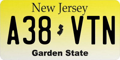 NJ license plate A38VTN