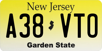 NJ license plate A38VTO