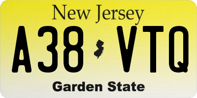 NJ license plate A38VTQ