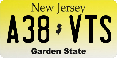 NJ license plate A38VTS