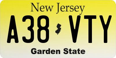 NJ license plate A38VTY