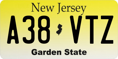 NJ license plate A38VTZ
