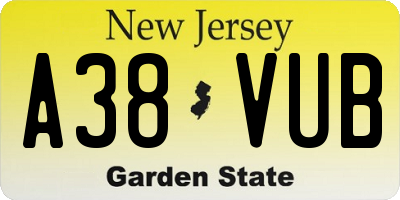 NJ license plate A38VUB