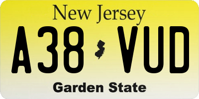 NJ license plate A38VUD