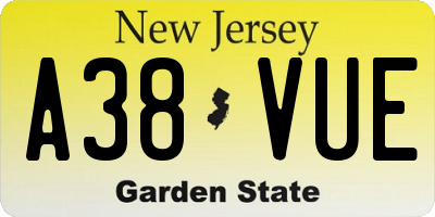 NJ license plate A38VUE