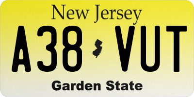 NJ license plate A38VUT