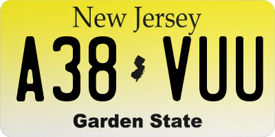 NJ license plate A38VUU