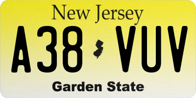 NJ license plate A38VUV