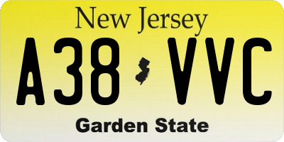 NJ license plate A38VVC