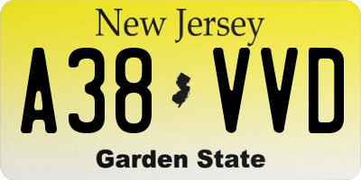 NJ license plate A38VVD