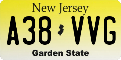 NJ license plate A38VVG