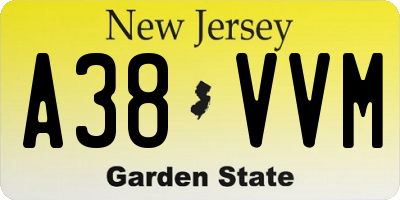 NJ license plate A38VVM