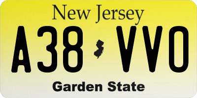 NJ license plate A38VVO