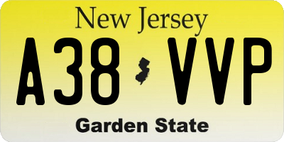 NJ license plate A38VVP