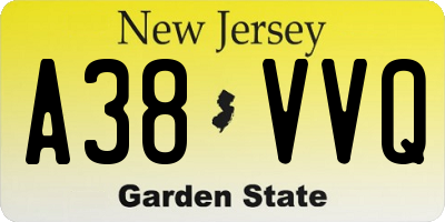 NJ license plate A38VVQ