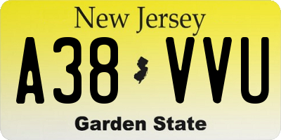 NJ license plate A38VVU