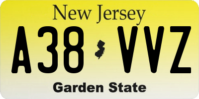 NJ license plate A38VVZ