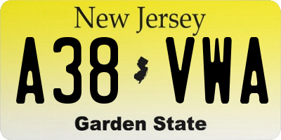 NJ license plate A38VWA