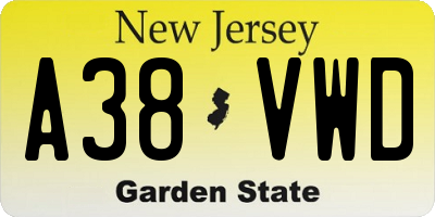 NJ license plate A38VWD
