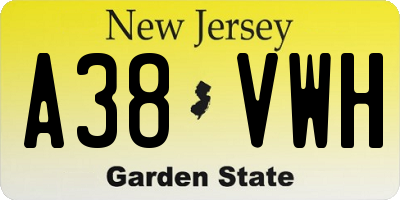 NJ license plate A38VWH