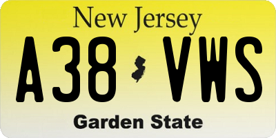 NJ license plate A38VWS