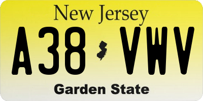 NJ license plate A38VWV