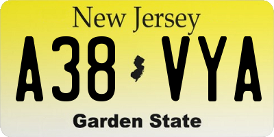 NJ license plate A38VYA