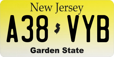 NJ license plate A38VYB