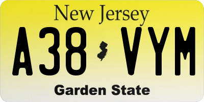 NJ license plate A38VYM