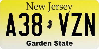 NJ license plate A38VZN