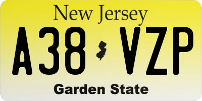 NJ license plate A38VZP