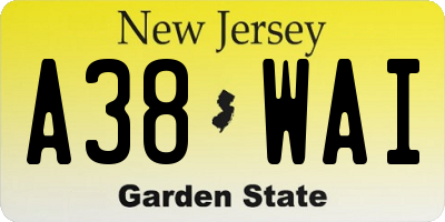 NJ license plate A38WAI