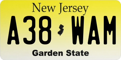 NJ license plate A38WAM