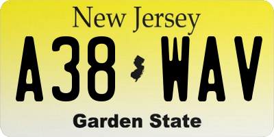 NJ license plate A38WAV