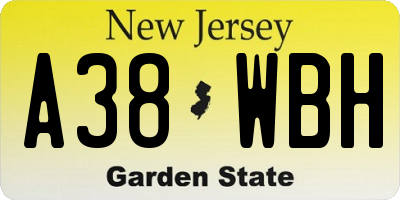 NJ license plate A38WBH