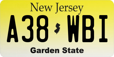 NJ license plate A38WBI