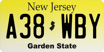 NJ license plate A38WBY