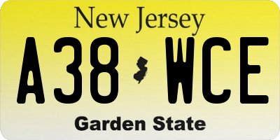 NJ license plate A38WCE