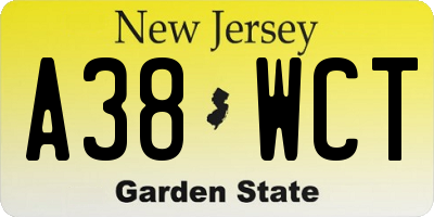 NJ license plate A38WCT