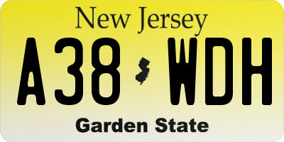 NJ license plate A38WDH
