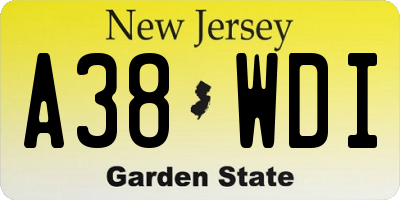 NJ license plate A38WDI