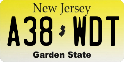 NJ license plate A38WDT