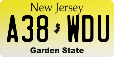 NJ license plate A38WDU