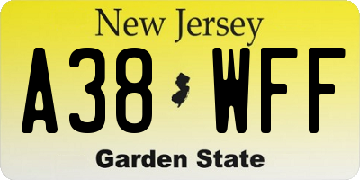 NJ license plate A38WFF