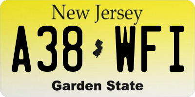 NJ license plate A38WFI