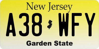 NJ license plate A38WFY