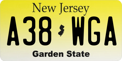 NJ license plate A38WGA