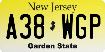 NJ license plate A38WGP